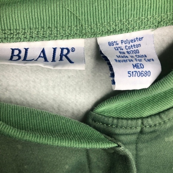 Vintage BLAIR Sweatshirt/Jacket Full Graphic Print Crewneck Button Up Sz Med - Picture 8 of 13
